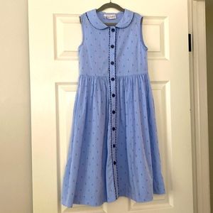 Rachel Riley Button Front Anchor Blue Dress Girls Size 10